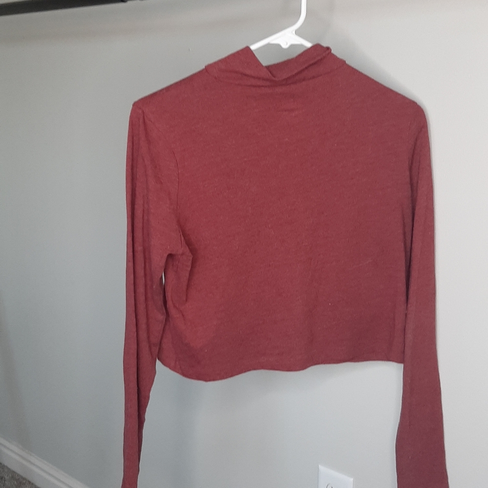 Cropped long sleeve mock neck